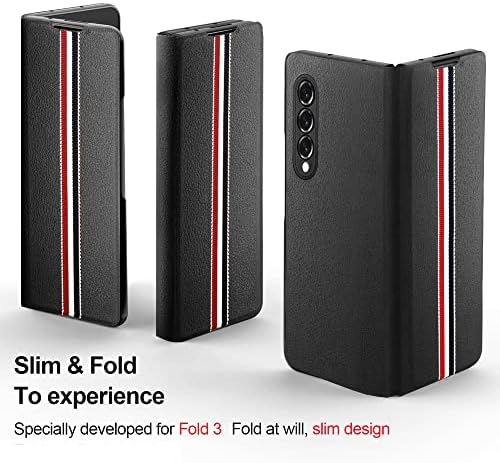 Tampa de couro de caixa dobrável Samsung Z Fold 3 3, capa, tela dobrável ultrafina Galaxy Z Fold 3 Casos de proteção, capas