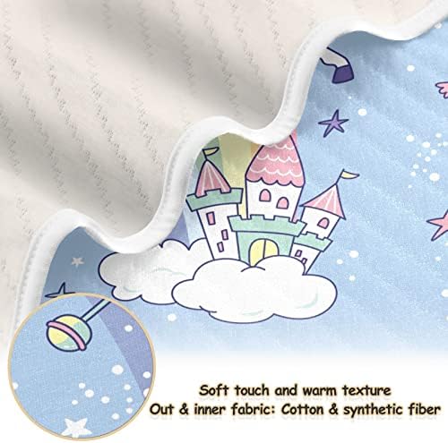 Clanta de arremesso de algodão de algodão unicórnio mágico para bebês, recebendo cobertor, cobertor leve e macio