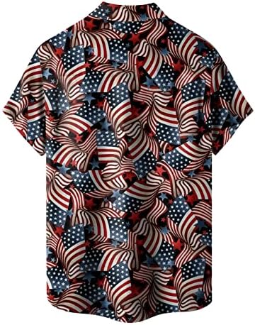 Camisas de verão Camisas masculinas Primavera/verão Independência Bandeira da bandeira Pocket Moda Casual Party Beach Bodysuit