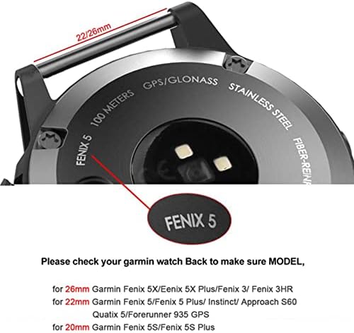 Eidkgd 22 26mm de nylon de 26mm de nylon tira de banda de vigilância para Garmin Fenix ​​6x 6 Pro Smart Watch Easy Fit Band