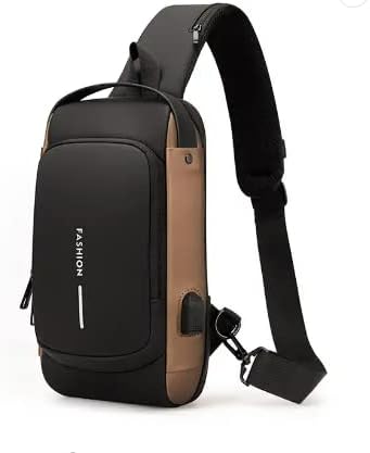 Saco de Sling de Crossbody Anti -Roubo, mochila no peito à prova d'água com carregamento USB, mochila ombro para homens e mulheres