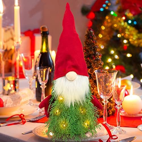 Árvore de Natal Gnome Atualizada- 20in Comprimido Mini Árvore de Natal- Prelit Gnomos Decorações de Natal para Festas