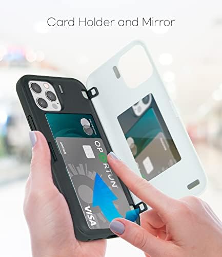 Qoosan iphone 12 caar iphone 12 pro caos com carteira de carteira slim capa, mármore preto