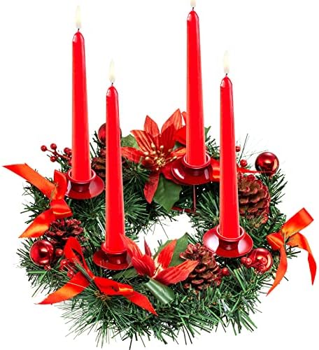 Yihang Christmas Advent Wreath Decorações 4 Velas Advent Wreaths Season Peça de decoração do advento do advento e decorações de