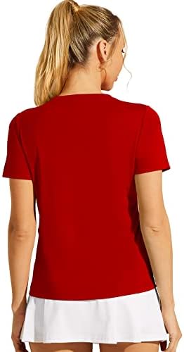 Haimont feminina atlética de manga curta camisetas, camisetas leves e secas de gola seca, camisetas de miramento