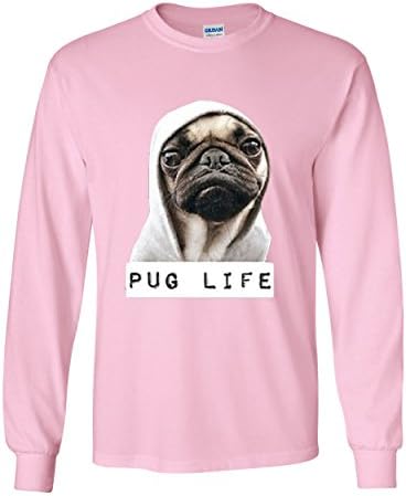 PUG LIFE FONITY MANAGEM LONGO LONGA T-SHIRT Gangsta Parody Hipster Humor Dog Pet