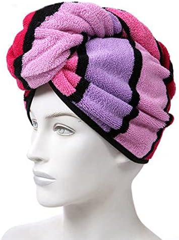 Anller 2 pacote algodão Toalha de algodão embrulho, toalha de secagem de cabelo com botão para mulheres, chapéu de cabelo seco,