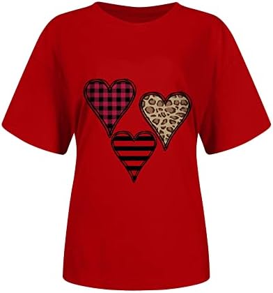 Camiseta de Manga Corta Con Cuello Redondo de San Valentín Para Mujer 547