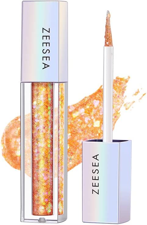 Zeesea Glitter Galaxy Colored Liquid Eyeshadow, maquiagem deslumbrante dos olhos, alto pigmentado e duradouro
