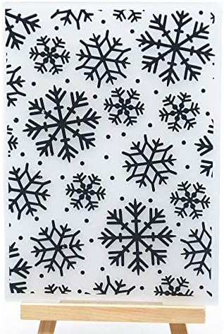 Wooyangfun 1pc Christmas Snowflake Plástico Pastas de relevo para fazer cartões de recortes e outros artesanato em papel, 11x16cm