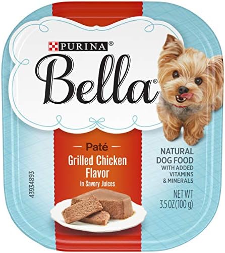 Purina Bella Natural raça pequena Pate comida de cachorro molhada, sabor de frango grelhado em sucos salgados - 3,5