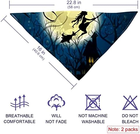 Pacote de Bandanas 2 de cachorro, bruxa de Halloween no lenço de estimação da lua cheia, chiffon bandanas triangle bibs acessórios
