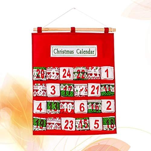 Patkaw Christmas Countdown Sacos de armazenamento de calendário Imprimir calendário de advento Bolsa de armazenamento para decoração