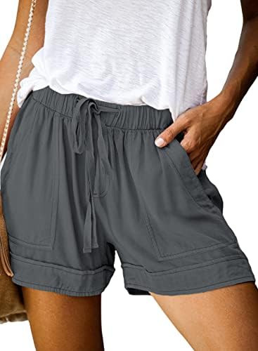 Shawhuwa feminino Caísta elástica de verão shorts de praia casual com bolsos