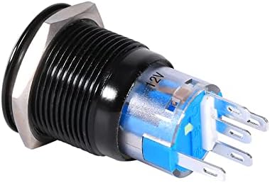 Chave de travamento de botão de 19 mm, 12-24V 5 pinos preto LED LED ON/OFF SUPHENTO AUTOMENTO CUMPE IP65 Chave de metal à prova d'água