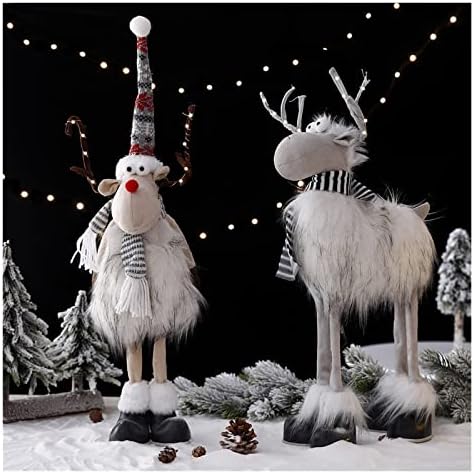 Decorações de Natal de pifude de Natal Ornamento de Elk Doll de pelúcia artesanal com ornamento de árvore de Natal de pernas de
