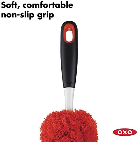 Oxo Good Gripes Defina escova de vaso sanitário e combinação de êmbolo, branca e boa garra de microfibra Hand Duster