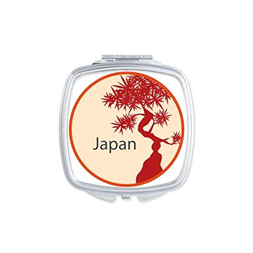 Japão Cultura Red Tree Padrão Espelho Portátil Compact Pocket Maquia
