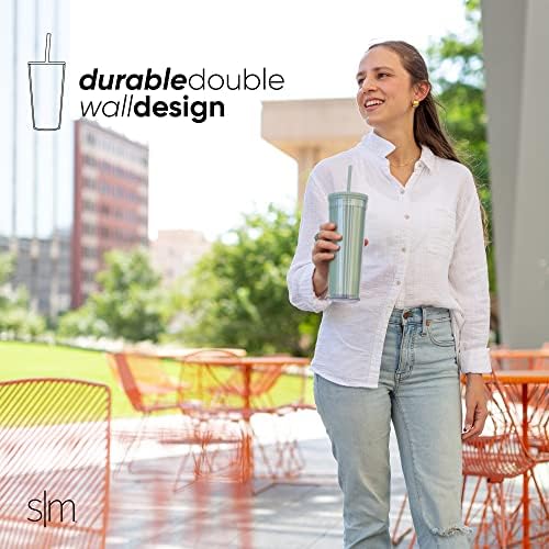 Plástico moderno simples com tampa e palha | Xícaras de café com parede dupla de parede dupla de parede dupla de bpa reutilizável