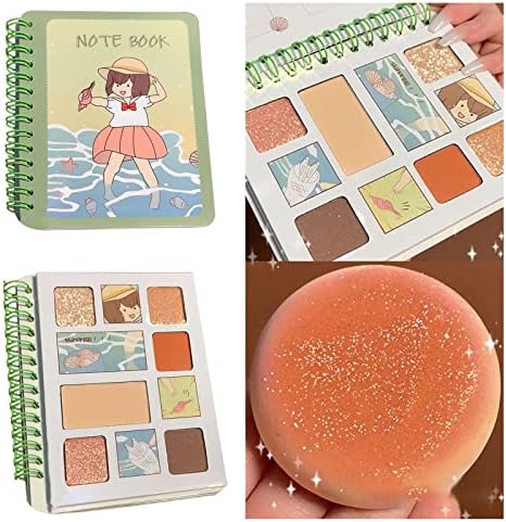 Nota Pad mini paleta de sombras 6 cores Glitter Glitter Pearl Cartoon Comics Book Eye Shadow Beauty Makeup