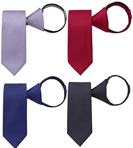 Ausky pré-amarrado com zíper ajustável gravata skinny, clipe de 2,35 polegadas em laços esbeltos para homens ou meninos
