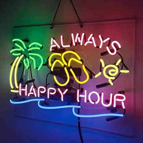 Sempre happy hour neon sinal de neon artesanal de vidro de vidro real