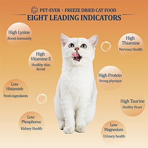 Pet-Ever Freeze Seca Gato Raw Food Meat Raw Diet 60% Proteína rica 20% com pouca gordura alimentos de gato de gato grátis,