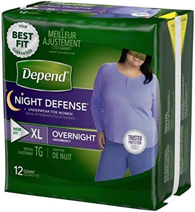 Depende da noite extra grande - roupas íntimas de incontinência de defesa noturna para mulheres, 12 contagem - xl