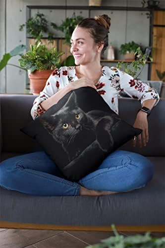 Cat Black Cat Decorative Pillow Capas de travesseiros capa quadrada Capa de almofada padrão para sofá Pátio de quarto de