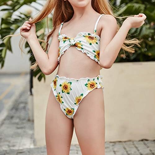 Toddler Girl Bathing Suits Macrame Holiday Swimsuit Bikini Conjunto Girls Duas peças Prind Print Swimwear Girls Tankini Conjuntos