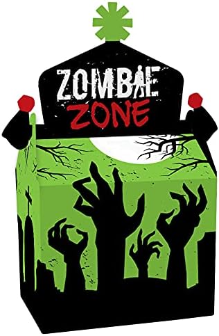 Big Dot of Happiness Zombie Zone - Tratar favores da festa da caixa - Halloween ou aniversário de gestão do rastreamento de zumbis