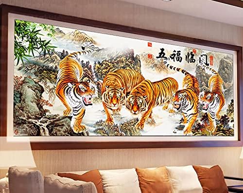 Kits de pintura de diamante zgmaxcl diy para adultos redondo broca completa tigre strass size grande tamanho de arte