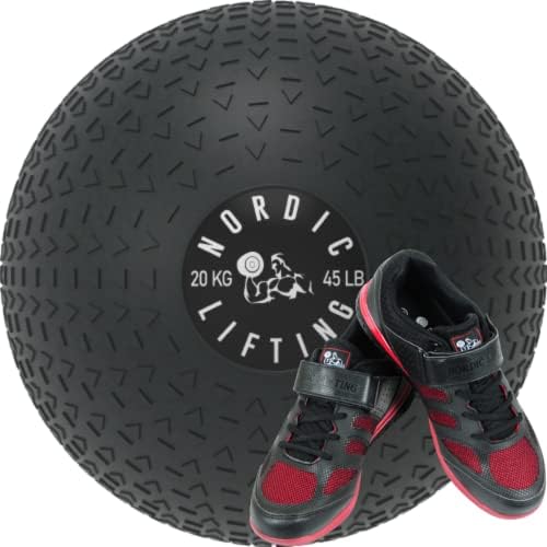 Nordic Lifting Slam Ball 45 lb pacote com sapatos Venja Tamanho 9 - Black Red
