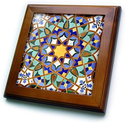 3drose ft_73580_1 Marrocos, mosaico Hassan II, Tile Islâmico Detalhe-AF29 KWI0018-Kymri Wilt-Framed Tile, 8 por 8