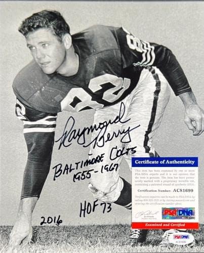 Raymond Berry Baltimore Colts Hof '73 assinado 8x10 Photo PSA AC81699 - Fotos autografadas da NFL