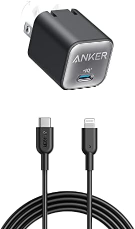 ANKER USB C TO CABO DE LAVOSTO [CERTIFICAÇÃO MFI de 6 pés] PowerLine II e Anker USB C GAN Charger 30W, 511 Carregador,