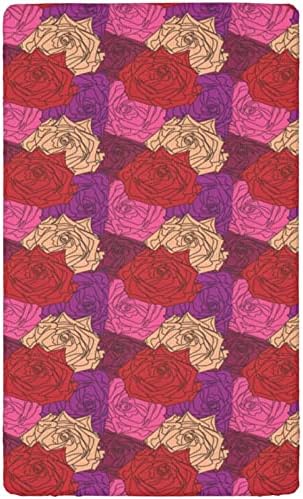 Folha de berço com tema Rosas, colchão de berço padrão Folha de colchão macio de colchão macio folhas de berço para