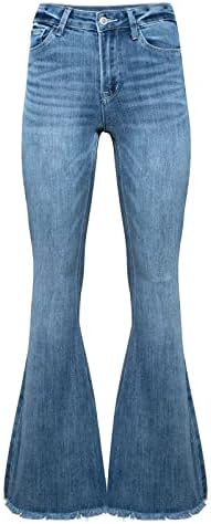 Kunmi Mulher Reced Mid Wisture Jeans Liew Fit Fit Angusted Denim calças de jeans