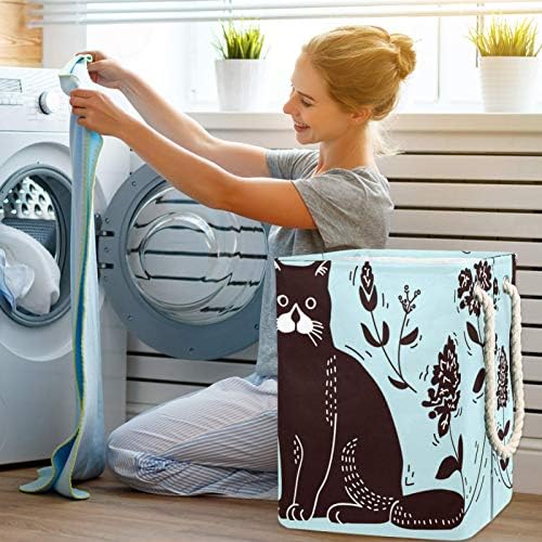 Deyya Pet Cat Blue Laundry Baskets cestam altos dicas dobráveis ​​para crianças adultas meninos adolescentes meninas em