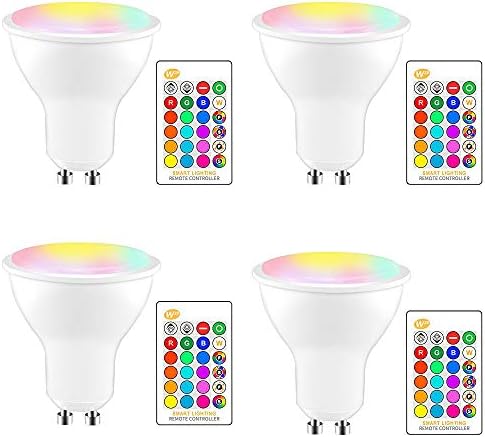 Lâmpadas de LEDs de LED RGB AOZBZ GU10, 4pcs de 8w Alteração da lâmpada LED com controle remoto Luz de humor Dimmable