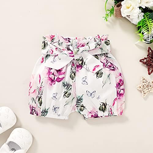 Roupas de menina para roupas infantis roupas de verão define um macacão de manga e shorts florais com faixa para a cabeça