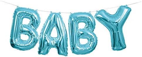 Banner de balão de letra de folha de bebê exclusiva, 14 , azul