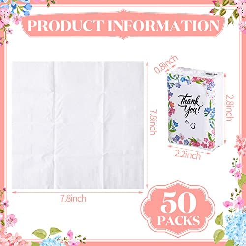 Pacote de 50 pacote Pacote de lenços de papel a granel 3 lenços de casamento favores de casamento para convidados
