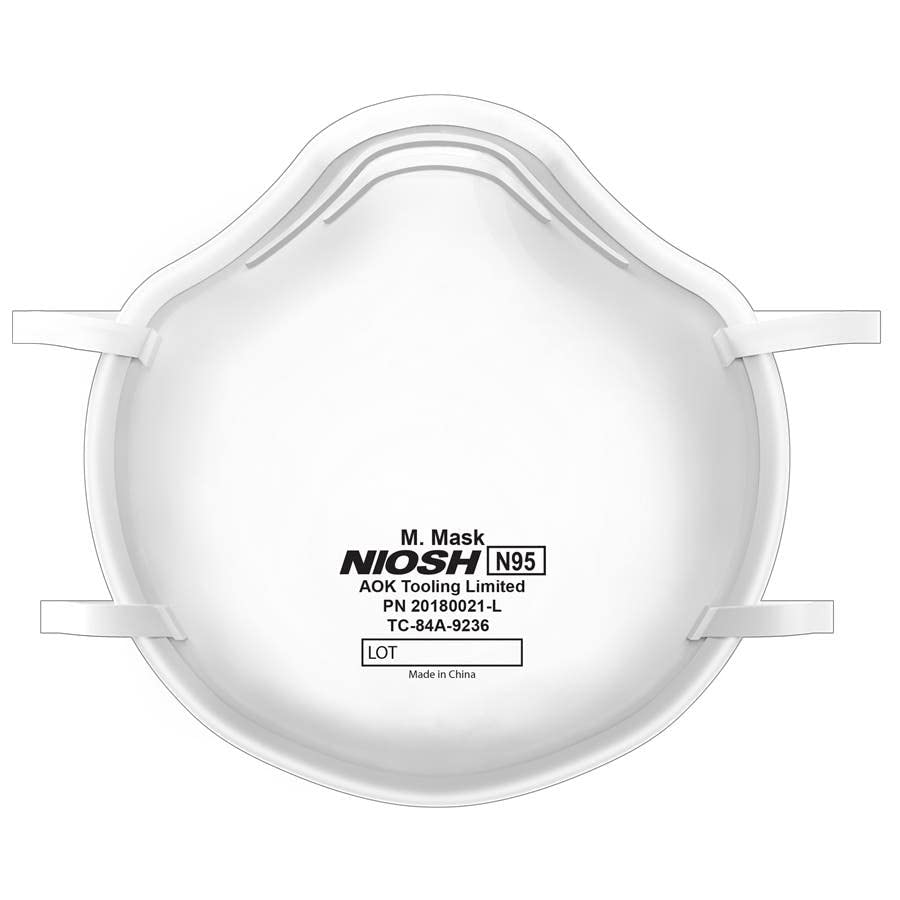 Máscaras de respirador Magid N95 com clipes de nariz de metal e bandana elástica sem látex, construção de camadas triplas, estilo