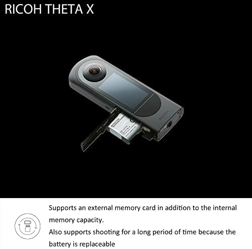 Câmera Ricoh Theta x 360 graus, imagem de alta resolução de aproximadamente 60m, 5,7k 360, tela de toque