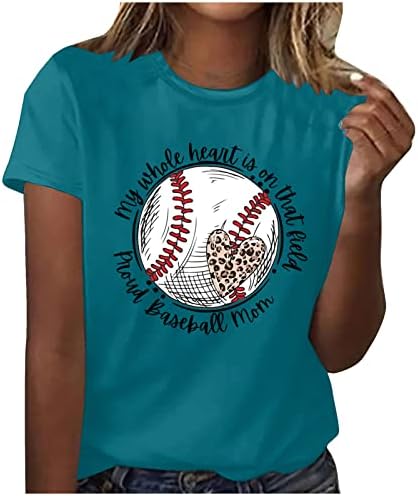 Caminhetas de beisebol feminino Carta de tshirt Imprimir camisetas gráficas de camisa fofa tops de manga curta de ajuste padrão camisas