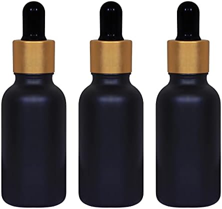 Zenvista 30ml Finalize garrafa de vidro preto com conta -gotas de revestimento dourado, prova de vazamento, vazio, fácil de transportar