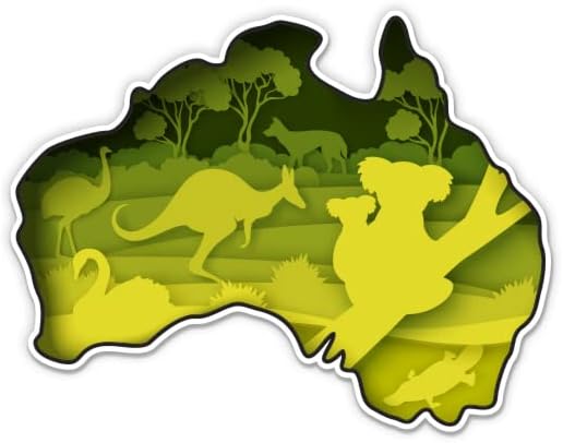 Austrália Continente formam animais natureza - adesivo de vinil de 3 - para laptop para laptop water garrafa - decalque à prova