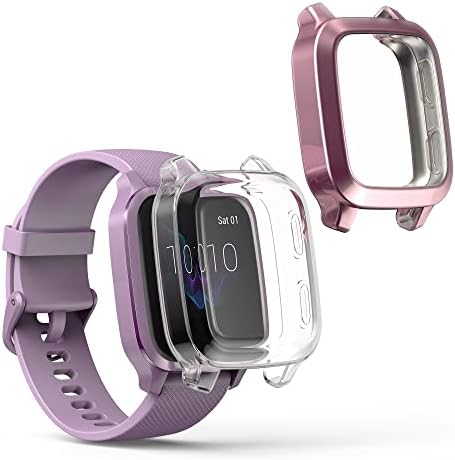 Case Kwmobile Compatível com Garmin Venu Sq Music/Sq - Smart Watch/Fitness Tracker Cover - Transparent/Dusty Pink