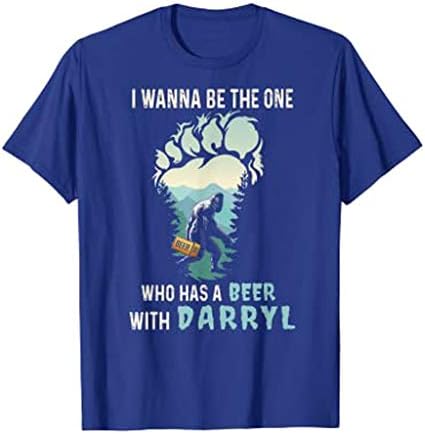 Eu quero ser aquele que tem uma cervejas com camiseta darryl, moda unissex vintage bigfoots tee impressa para homens mulheres
